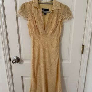 Vintage Moda International Lace Trimmed Cream Dress